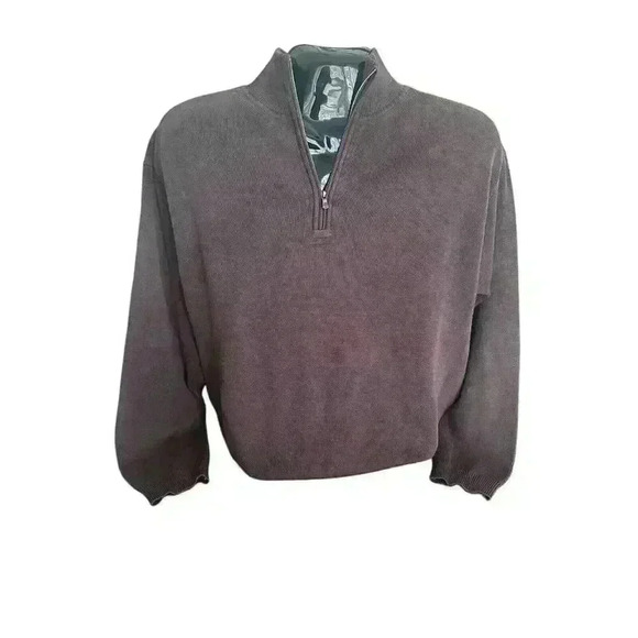 Men's Tommy Bahama Size XL Brown Half Zip Sweater Pullover Long Sleeve Cotton - Picture 1 of 11